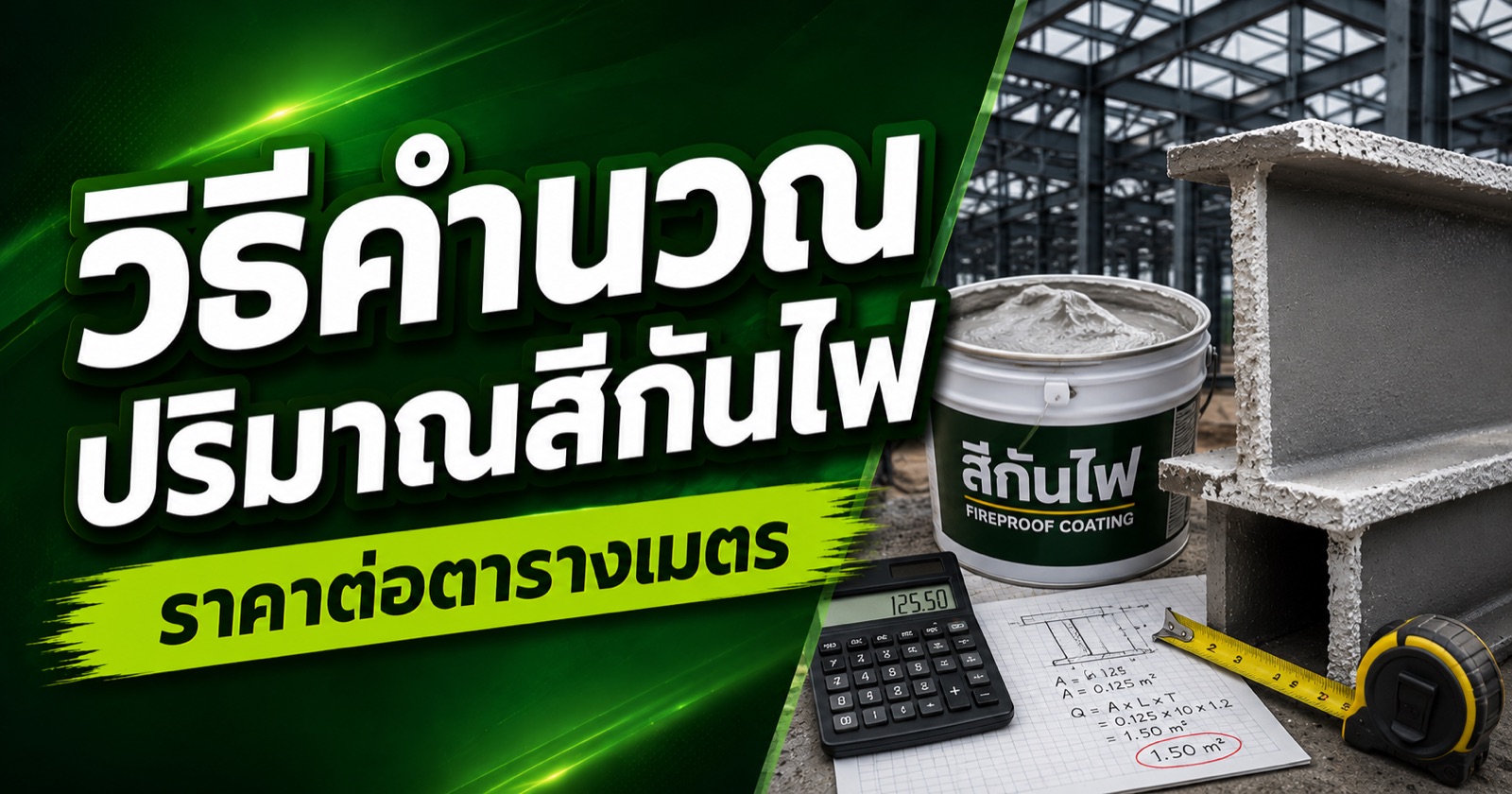 วิธีคำนวณปริมาณสีกันไฟ / ราคาต่อตารางเมตร